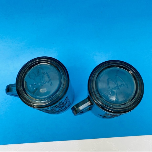 2 Vintage Captain Crook Glass Mug McDonalds Smokey Grey 1970’S Pirates Mugs - Picture 7 of 7